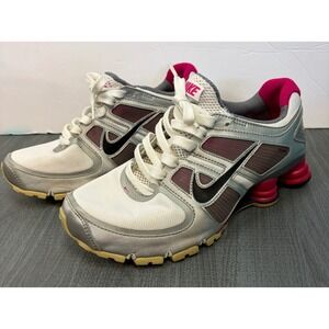 Nike Shox Turbo 11 Running Shoes White Silver Pink Size 7 Flywire Gym Sneakers